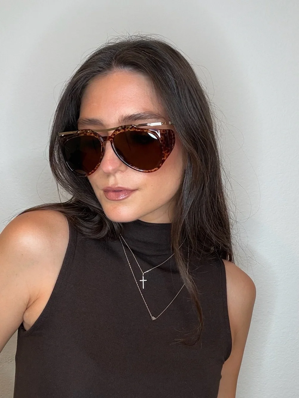 Saint Laurent Tortoiseshell Aviator Sunglasses